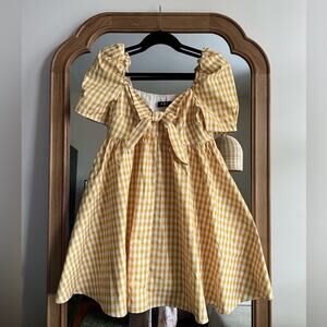 o.p.t Picnicker Dress Yellow Gold Mustard Gingham Picnic Swing Gumdrop Dress